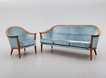 SOFFA SAMT FÅTÖLJ, Bodafors, Bertil Fridhagen, 1960-tal.