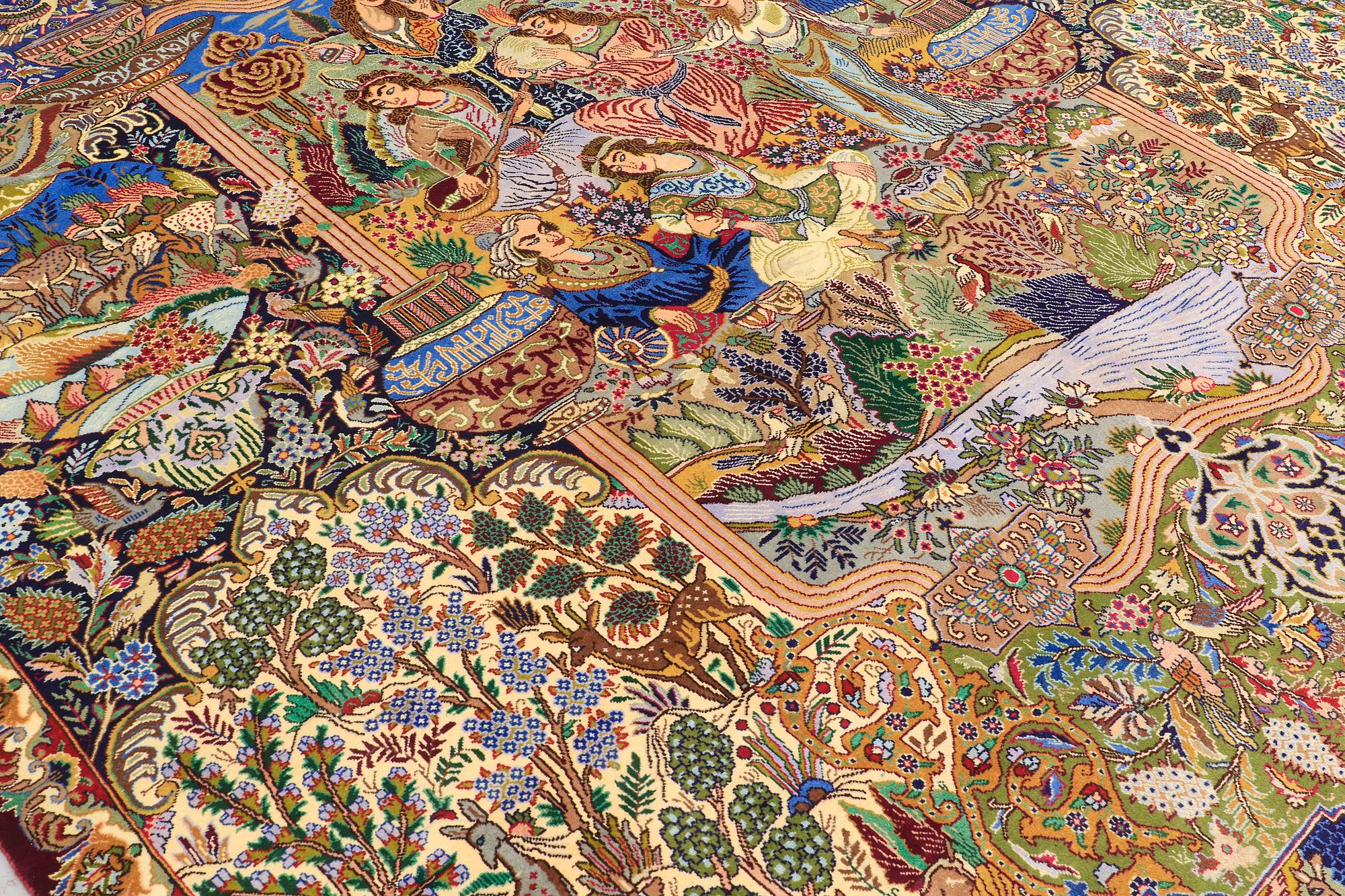 A CARPET, Figural Kashmar, ca 395 x 297 cm.