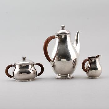 KAFFESERVIS, 3 delar, silver, NSK, 1948. Vikt ca 938 gram.