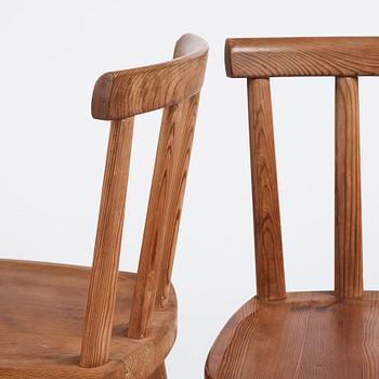 Axel Einar Hjorth, a set of four "Utö" stained pine chairs, Nordiska Kompaniet 1930s.