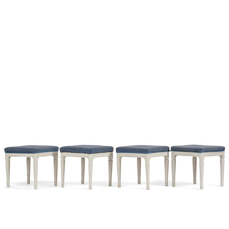 A set of four Gustavian stools, early 19th century.