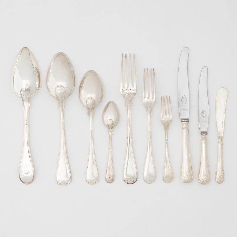 A 78-piece Swedish silver cutlery, including CG, Hallberg, Stockholm 1940.