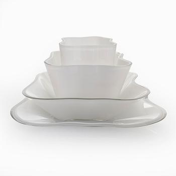 Alvar Aalto, 'The Aalto Flower' a four-piece glass sculpture, signed Alvar Aalto 84/1983.