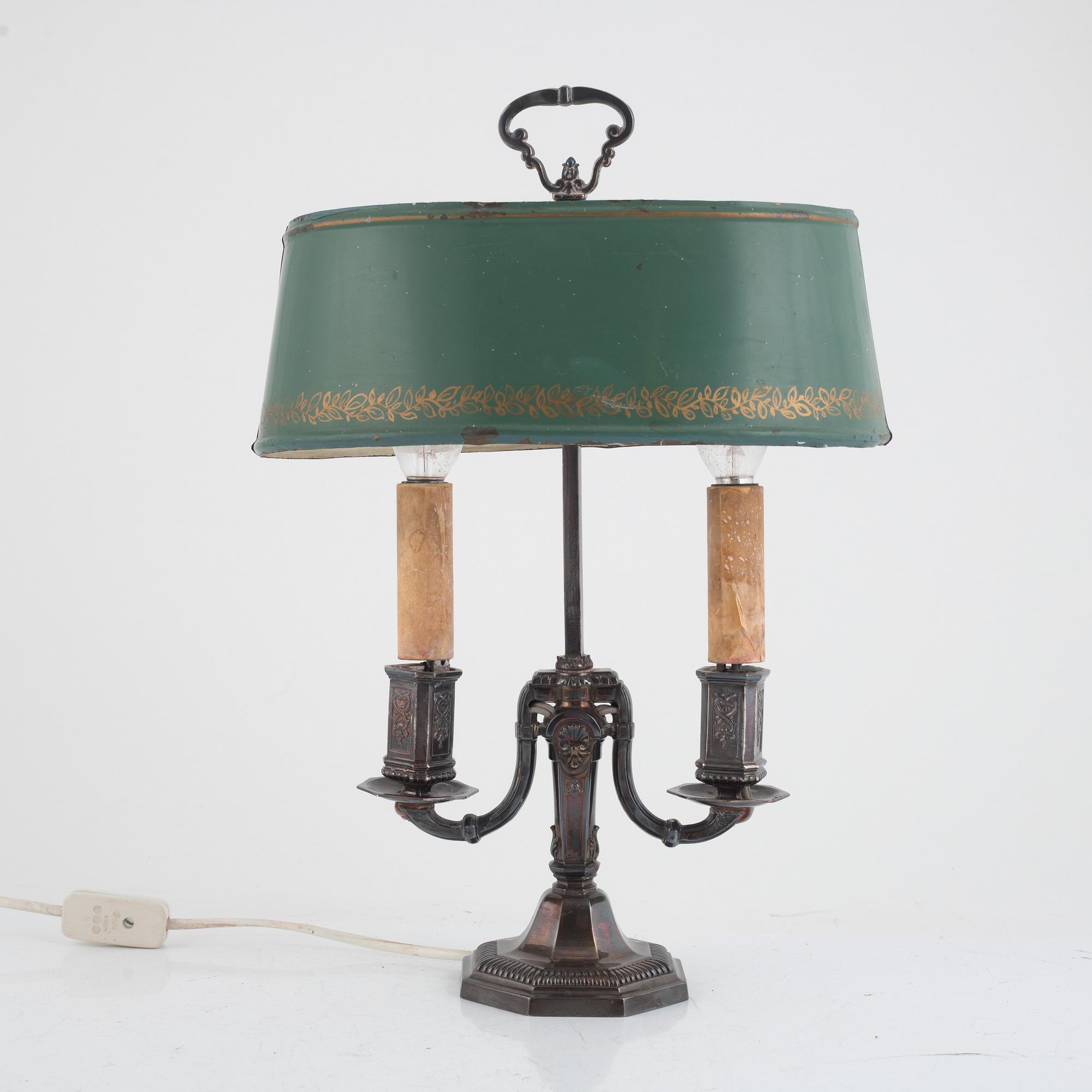 Alphonse Debain, bordslampa, silver, verksam 1883-1911, Paris, Frankrike.