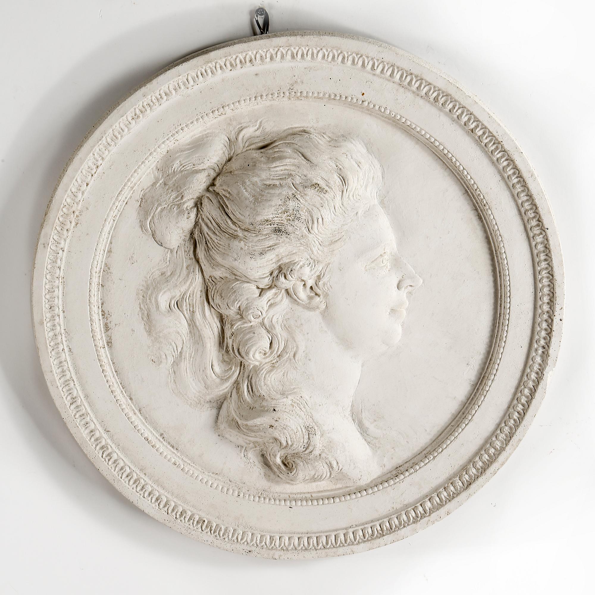 MEDALJONG, gips, efter original från 1700-talet av Johan Tobias Sergel, 1980-tal.