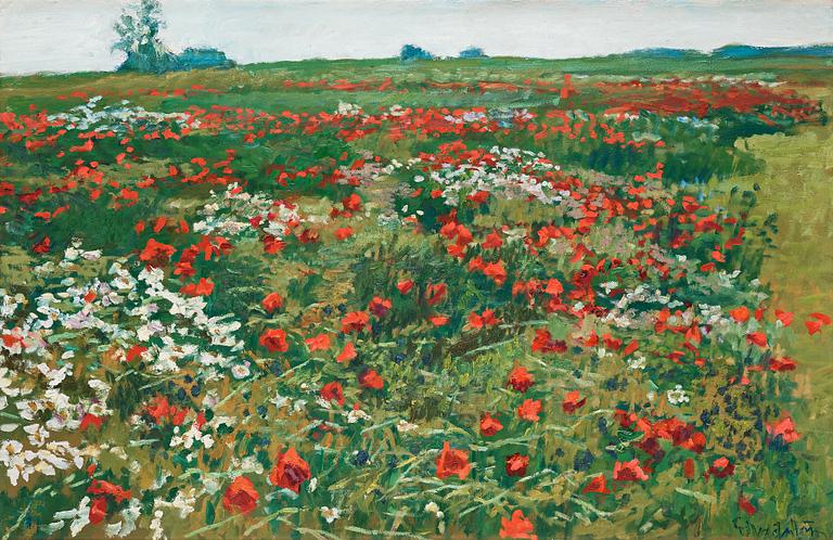 Gerhard Nordström, Landscape with poppies.