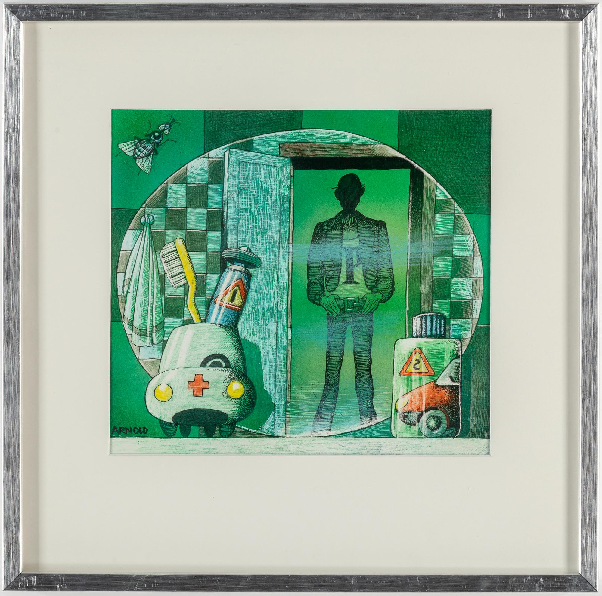 HANS ARNOLD, tusch & akryl, signerad.