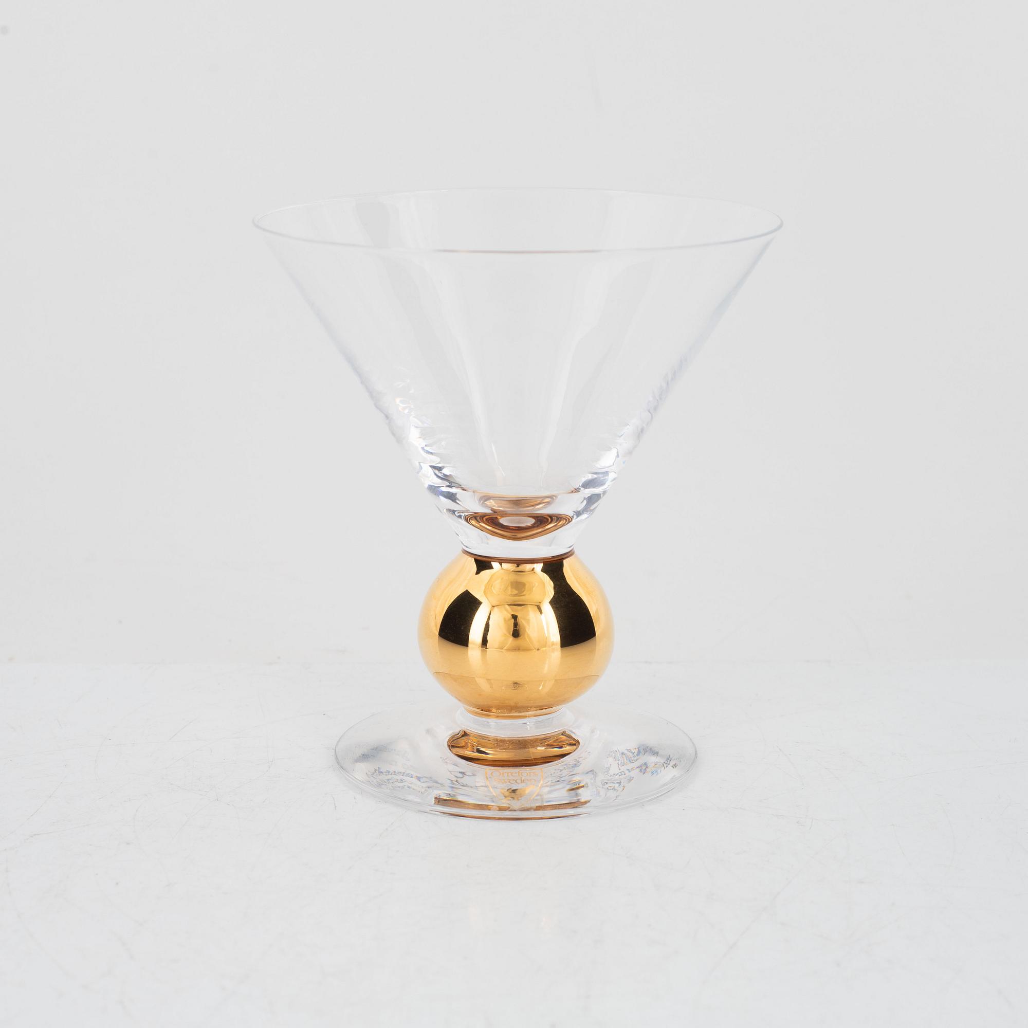 Gunnar Cyrén, champagne / cocktailglas, 5 st, "Nobel", Orrefors.