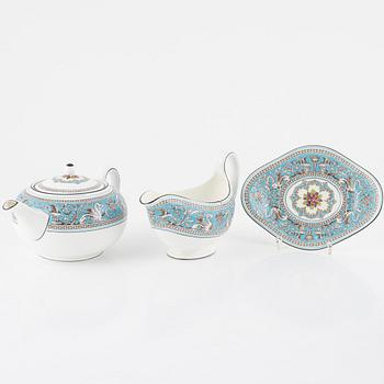 A 57-pieces "Florentine Turquoise", bone china service, Wedgewood, England, late 20th century.