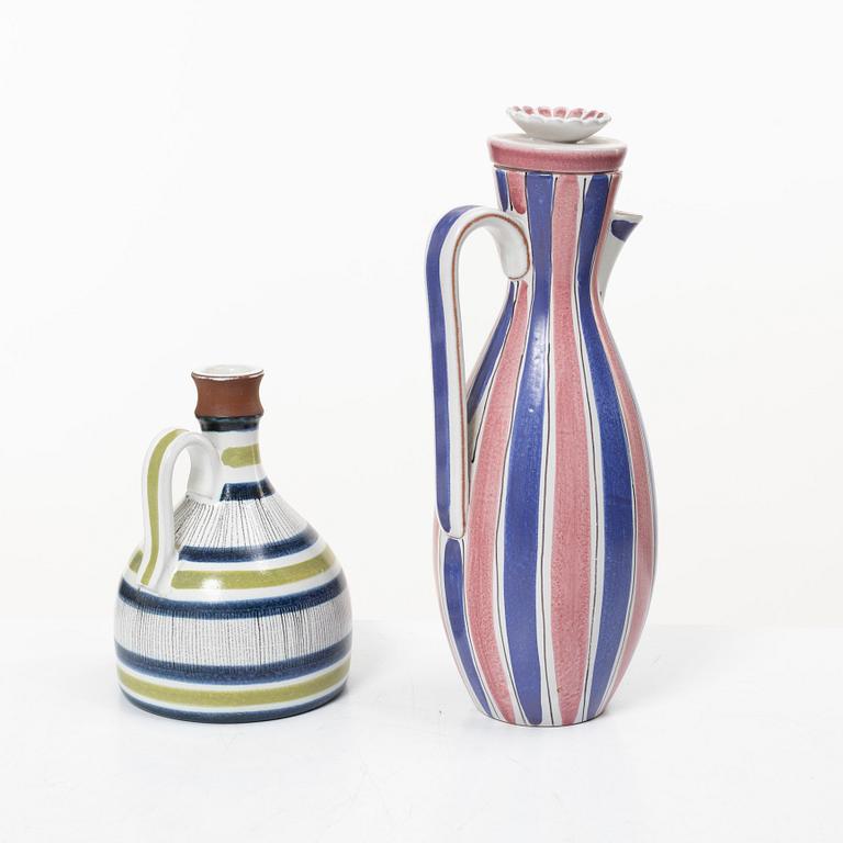 Stig Lindberg, Two faience jugs, Gustavsberg Studio.
