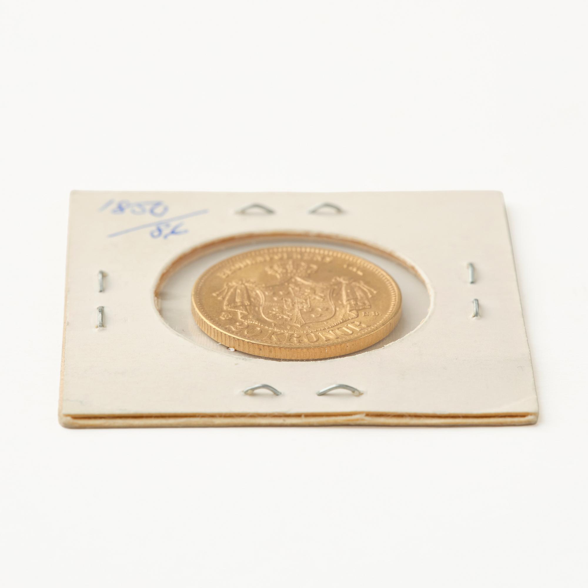 Gold coin, Oscar II, Sweden, 20 kronor, 1876.