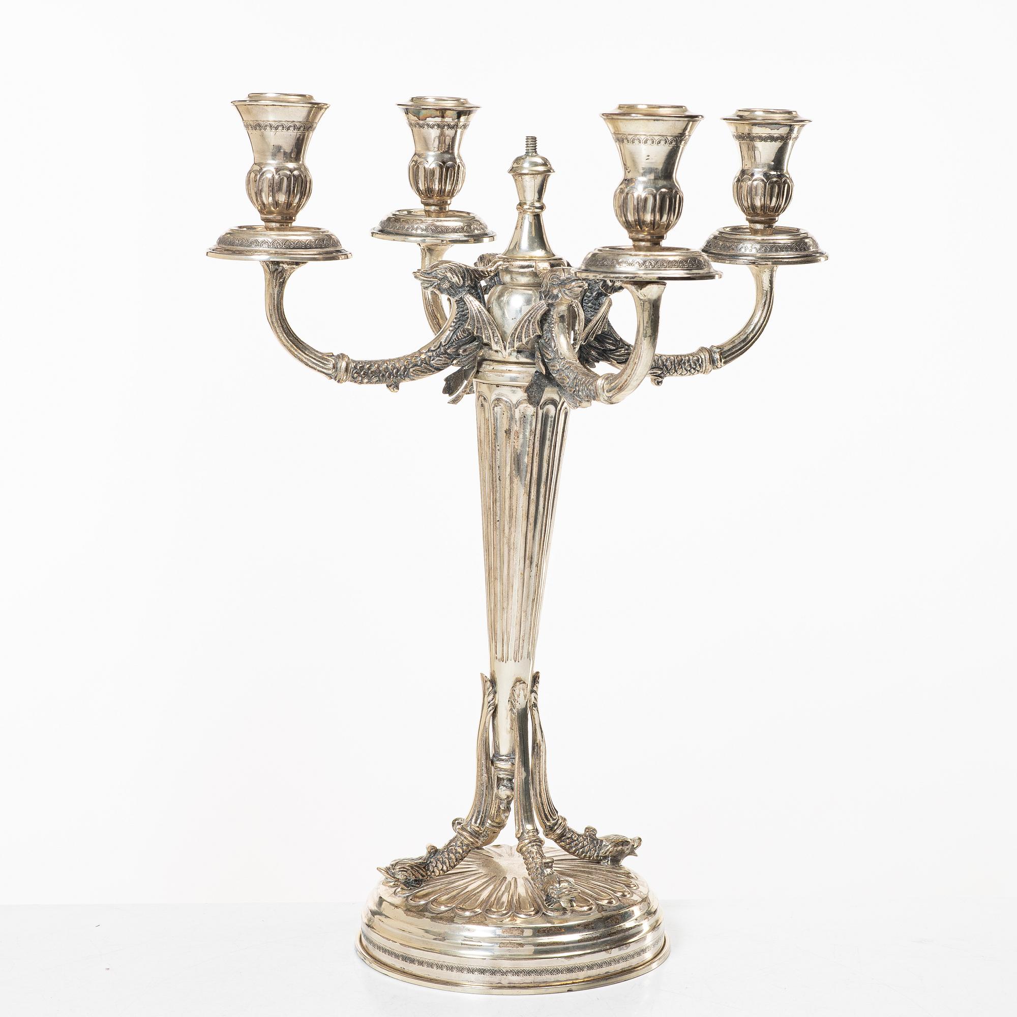 Candelabrum, silver, Empire style, 20th century.