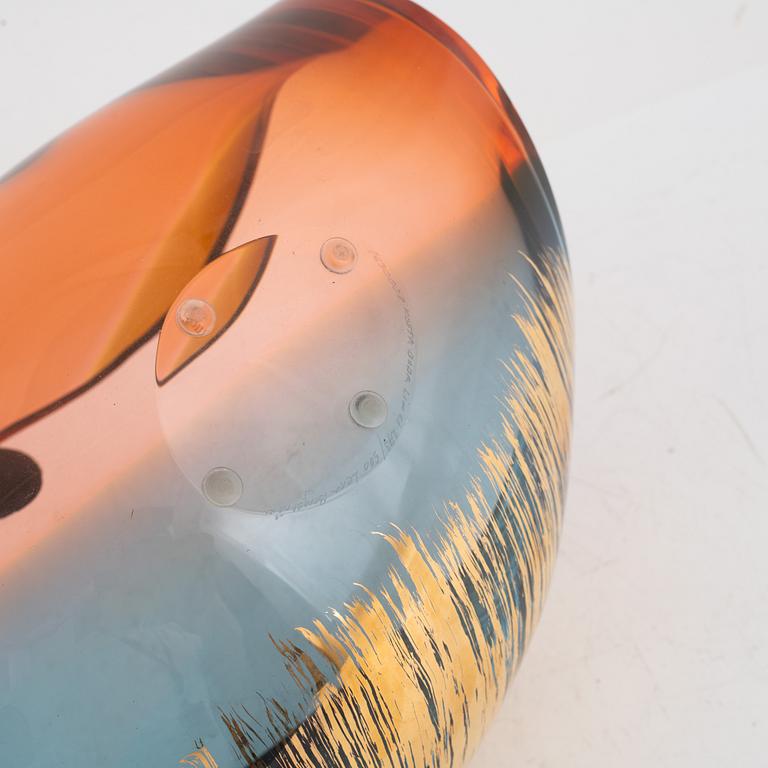 Lena Bergström, a glass sculpture, 'Saturnus' from the series 'Planets', Kosta Boda, Sweden.