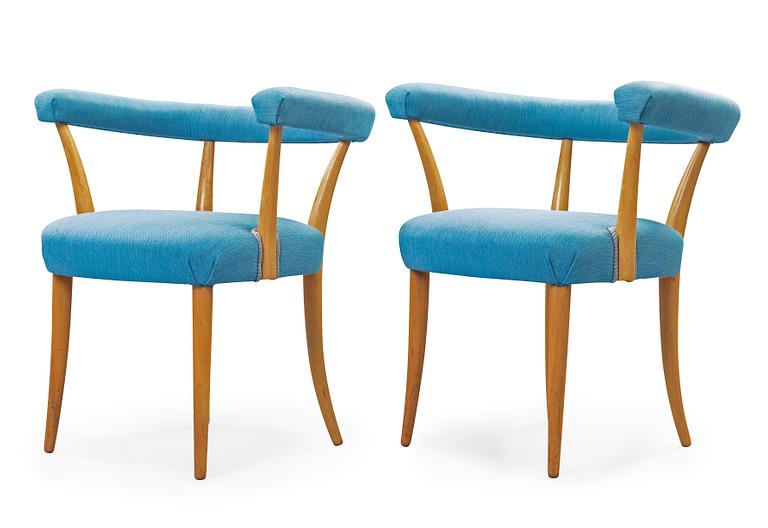A pair of Josef Frank mahogany chairs, Svenskt Tenn, model 966.