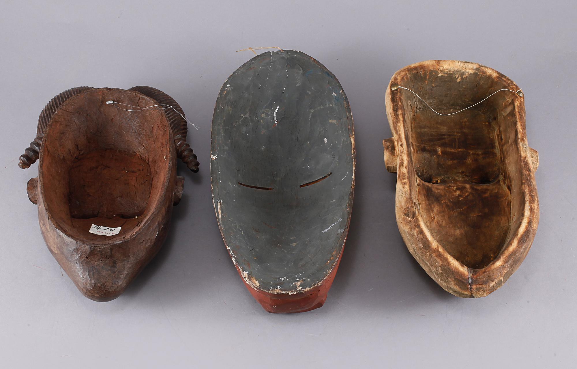 MASKER, 5 st, Afrika, 1900-tal.
