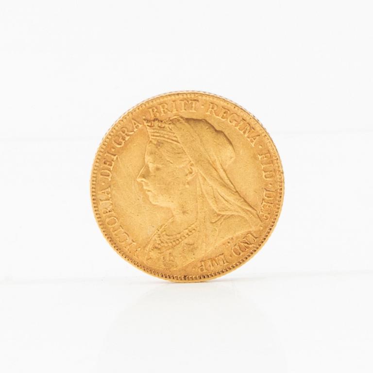 Gold coin Sovereign 1899 Great Britain Victoria.