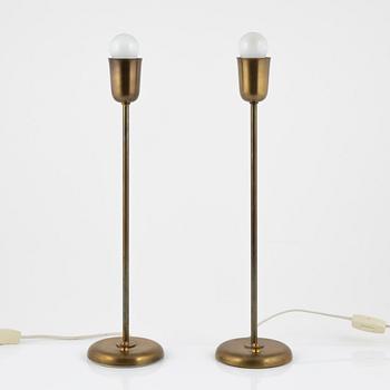 Harald Notini, A pair of brass table lamps, model "15288" Arvid Böhlmarks Lampfabrik, mid 1900's.
