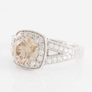 Ring 18K vitguld med briljantslipad diamant 2.54 ct. Medföljande GIA report.