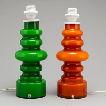 PO STRÖM, bordslampor, 2 stycken, glas, Alsterfors, 1970-tal.