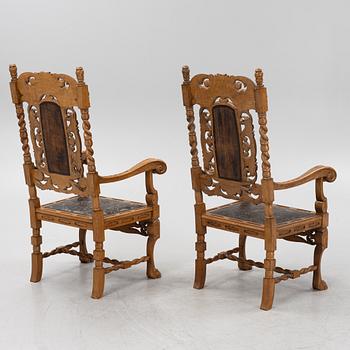 A pair of Baroque style armchairs, circa 1900.