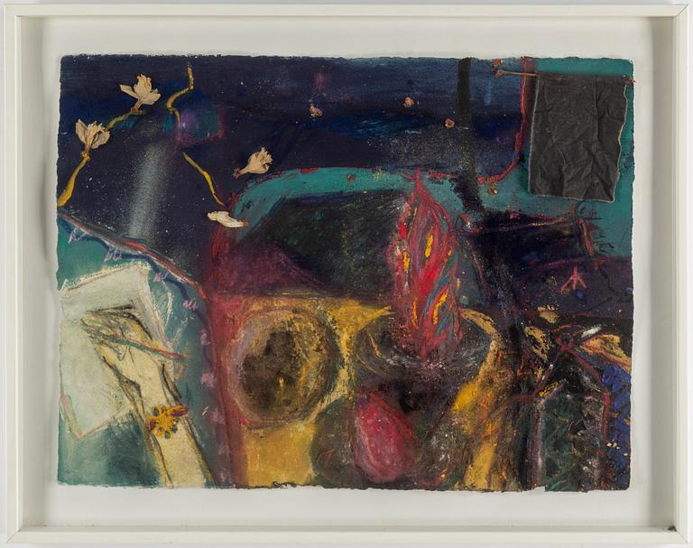 ULF ROLLOF, egg tem,pera, collage and mixed media on paper. Executed 1984.