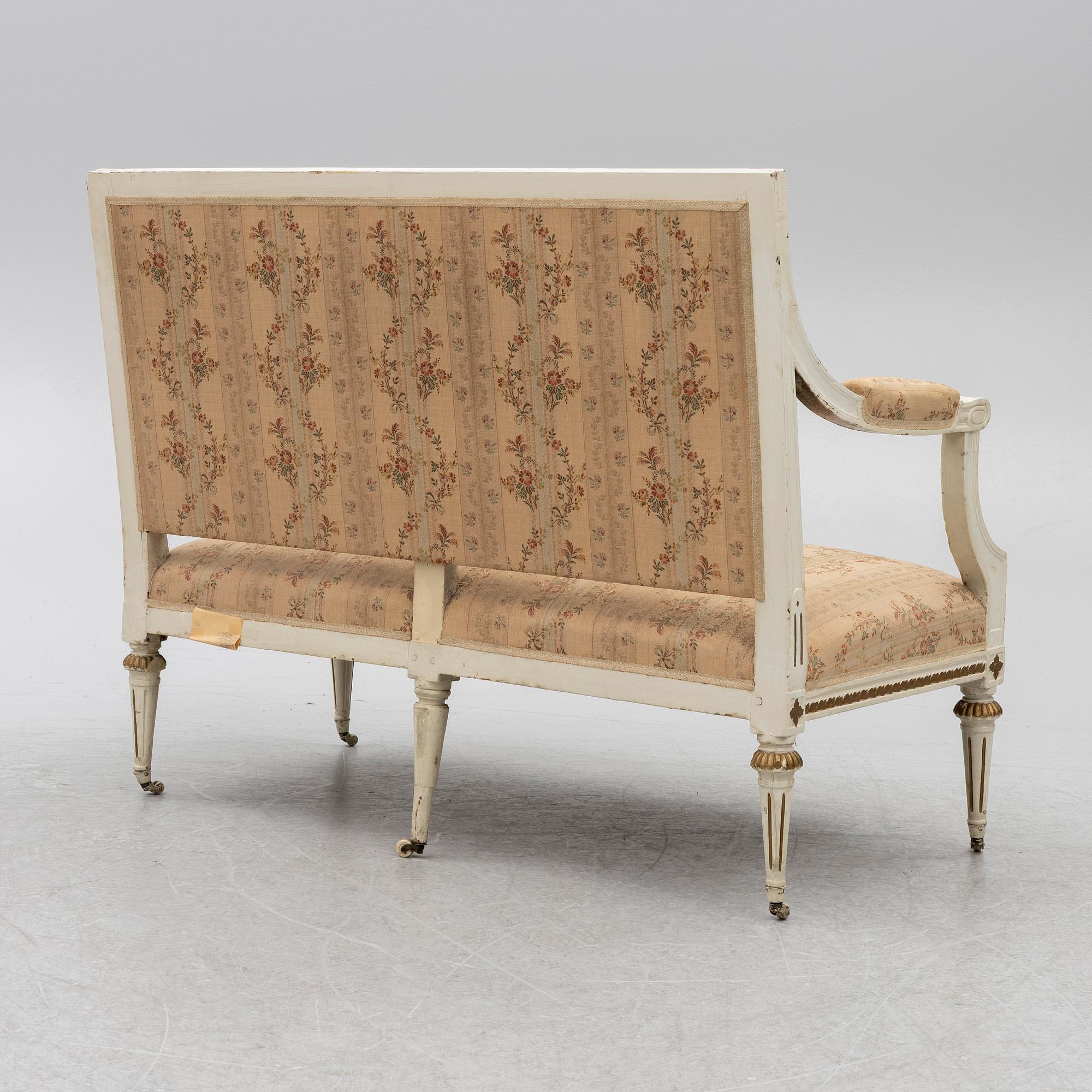 Sofa, by Johan Hammarström (master in Stockholm 1794-1812), Late Gustavian, circa 1800.