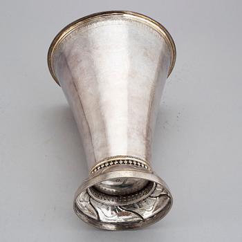 A parcel gilt silver beaker, mark of Erik Ernander, Uppsala 1791.