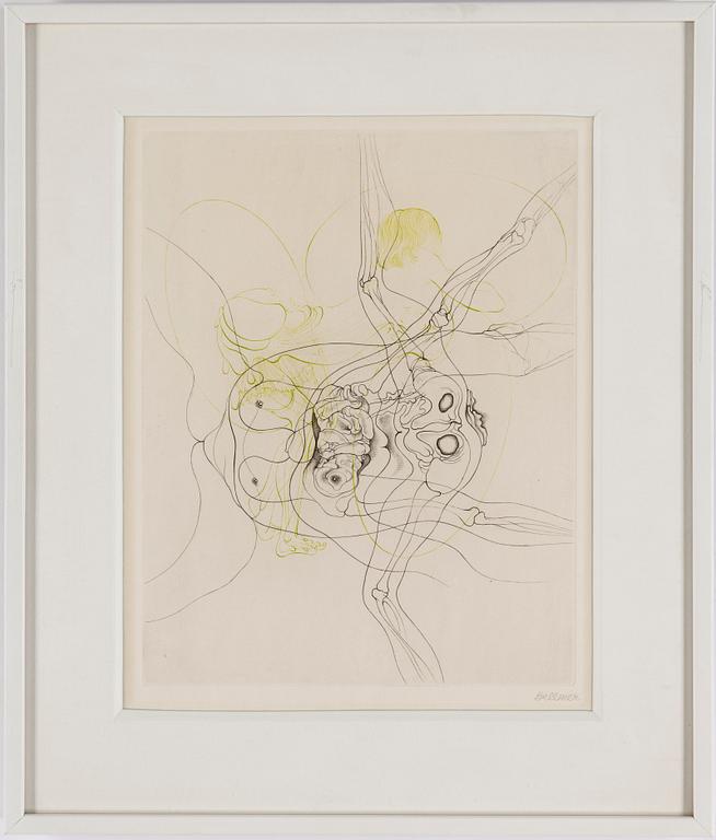 HANS BELLMER, 10 etchings in two colours, 1966-68, signed in pencil.