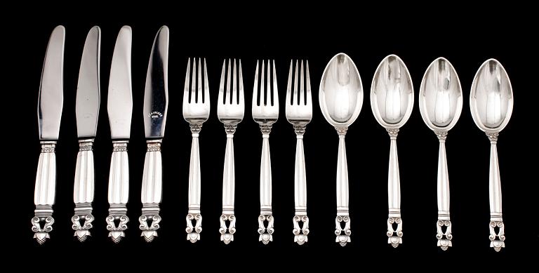 BESTICK, 12 del, sterlingsilver, Konge, Georg Jensen, Danmark.