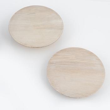 Magnus Ek, a set of four ash wood serving plates for Oaxen Krog, 2020.