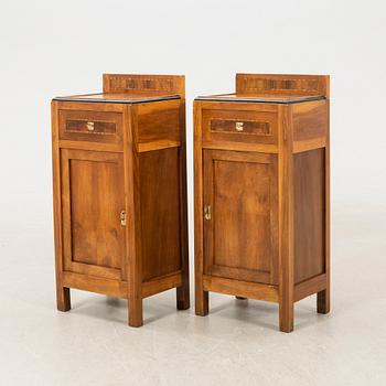 Bedside tables, a pair, first half of the 20th century.