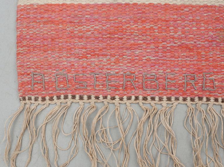 CARPET. Flat weave. 702,5 x 201 cm. Signed AÖ and embroidered A ÖSTERBERG (Agda Ö.). Sweden 1956.