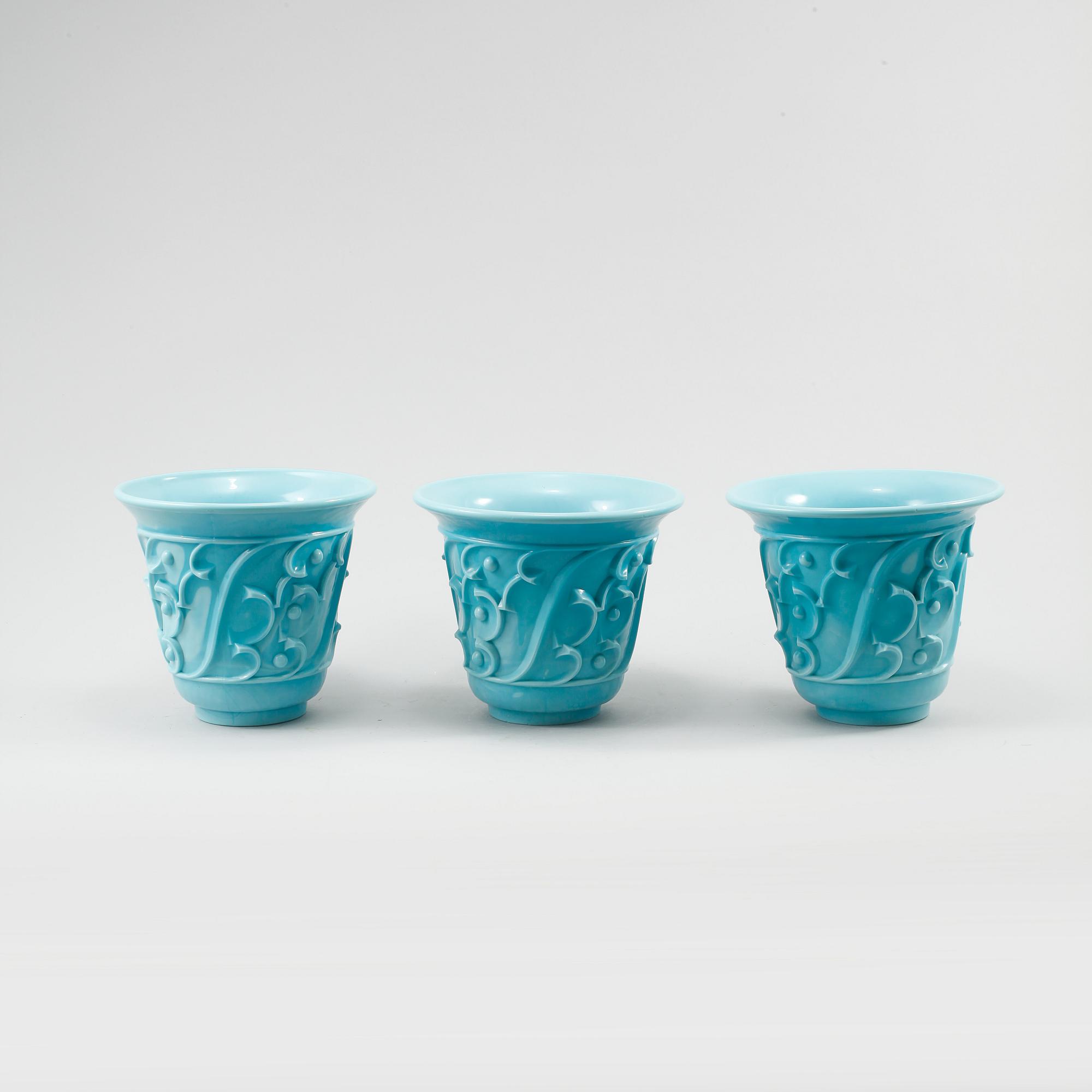YTTERFODER, 3 st, glas, Edvin Ollers, Elme glasbruk, 1900-talets andra kvartal.