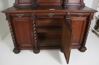 SKÄNKSKÅP, barockstil, beställt av och märkt John Tesch Anno 1882.