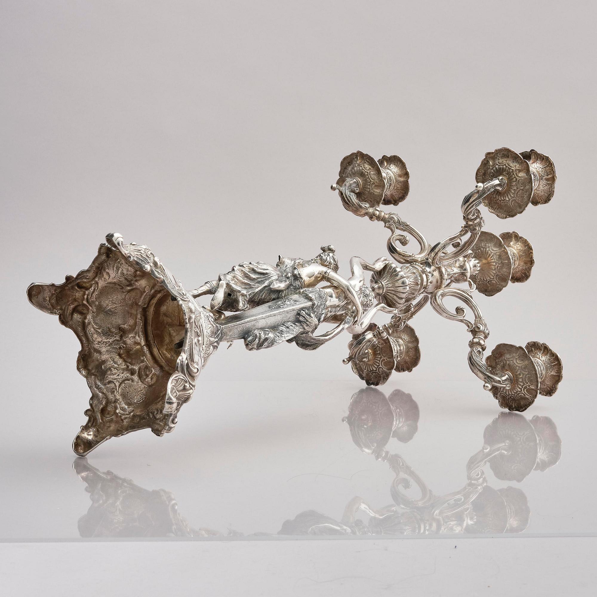 Lale Silverware & Co Ltd, femarmade kandelabrar, tre stycken, sterling silver, Istanbul, Turkiet 1900-tal.