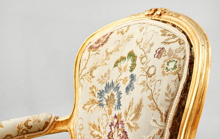 KARMSTOLAR, 2 st, Frankrike, Louis XV-stil, 1800-tal.