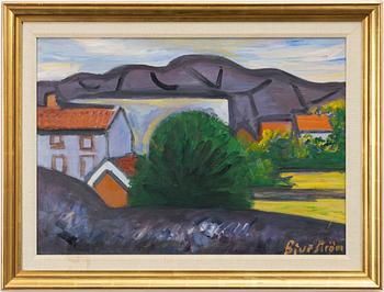 Tor Bjurström, West Coast landscape with cliffs and houses.