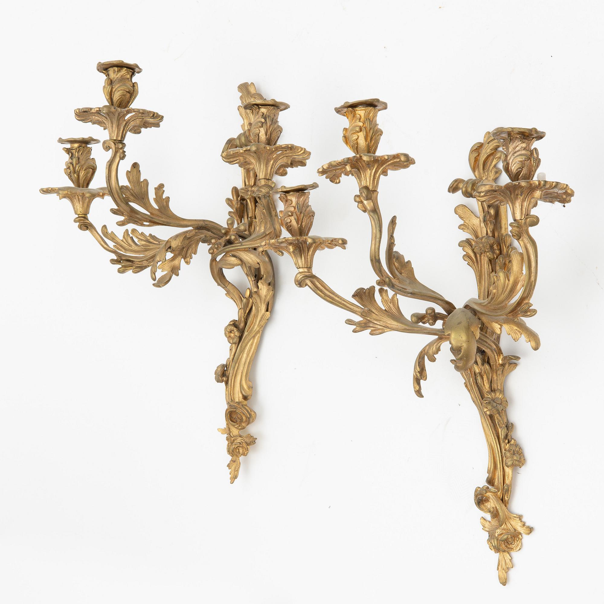 Wall sconces a pair, Rococo style, first half of the 20th century.