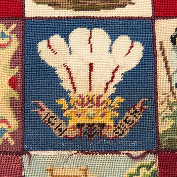 An embroided carpet, 1850-1900. Circa 195 x 130 cm.