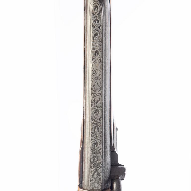 Percussion gun, signed P Grel, converted from flintlock, 18th century.