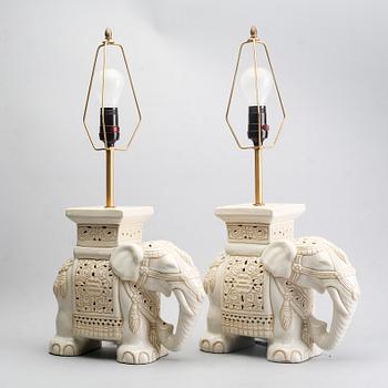 A pair of ceramic table lamps, second part of the 20th century.
