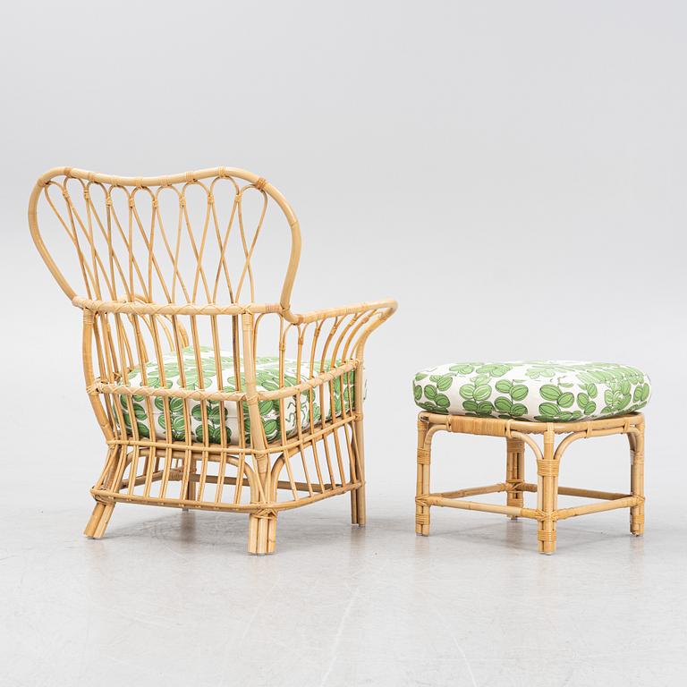 Josef Frank, Fåtölj med fotpall, Firma Svenskt Tenn, modell 311.