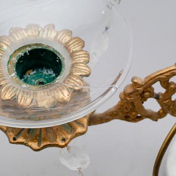 BORDSLYSTRAR, 1 par, mässing och marmor, 1900-talets mitt.