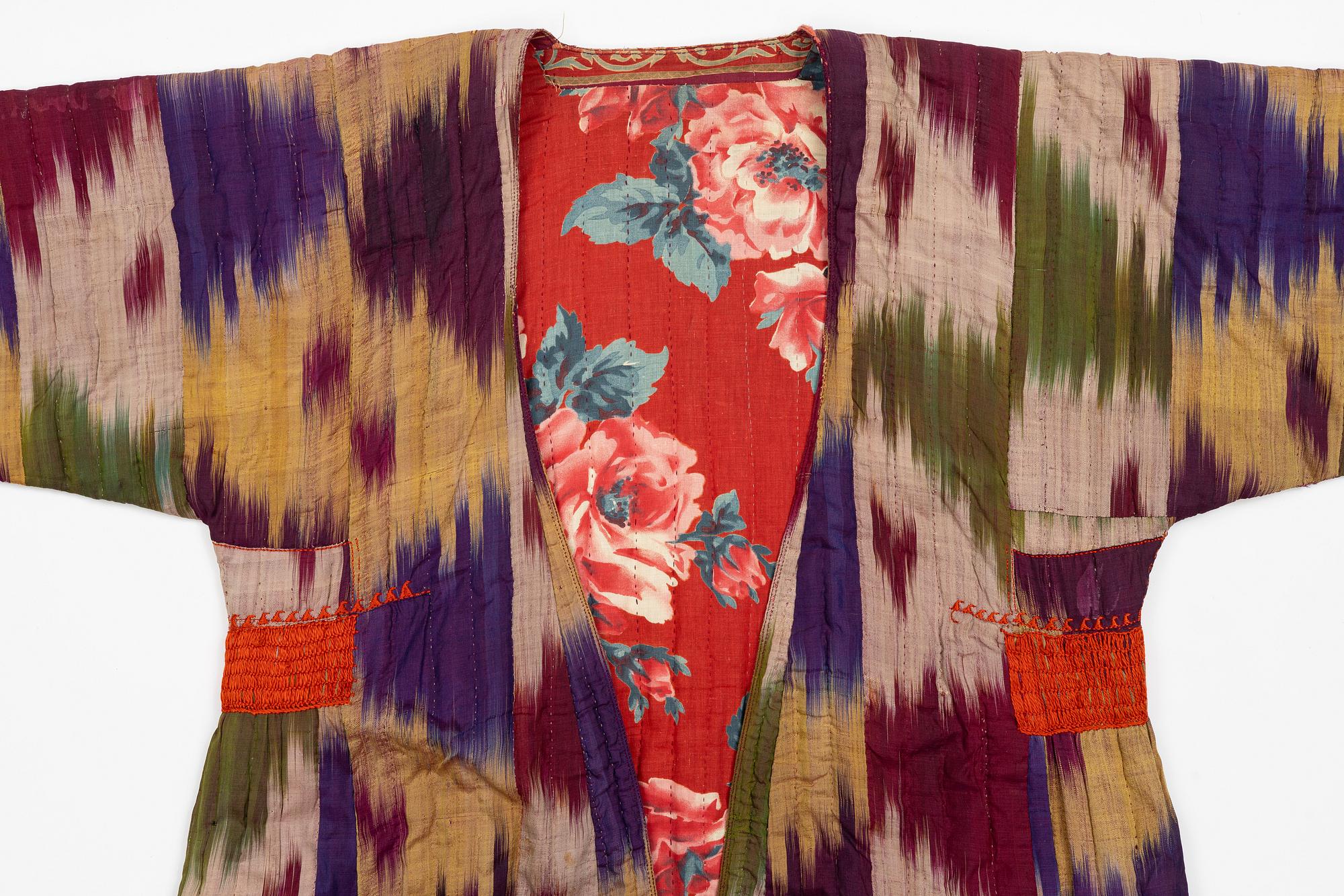 A woman’s Chapan, silk and cotton Ikat, Central Asia, 1880s.