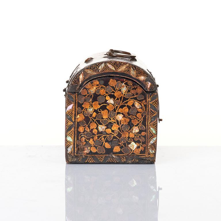 A Japanese lacquer casket/Namban chest, commissioned by the Portuguese, Edo period (1603-1868).