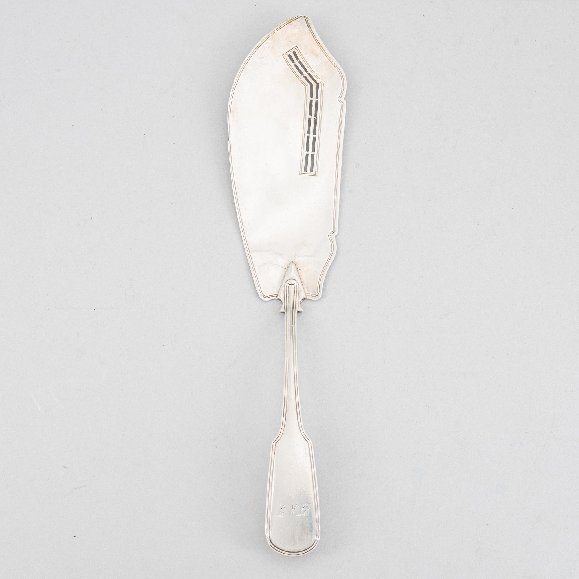 John Edwards III, fiskserveringsspade, silver, London 1801.