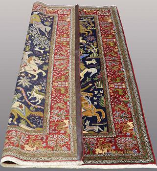 A rug, figural Qum, ca 195 x 140 cm.