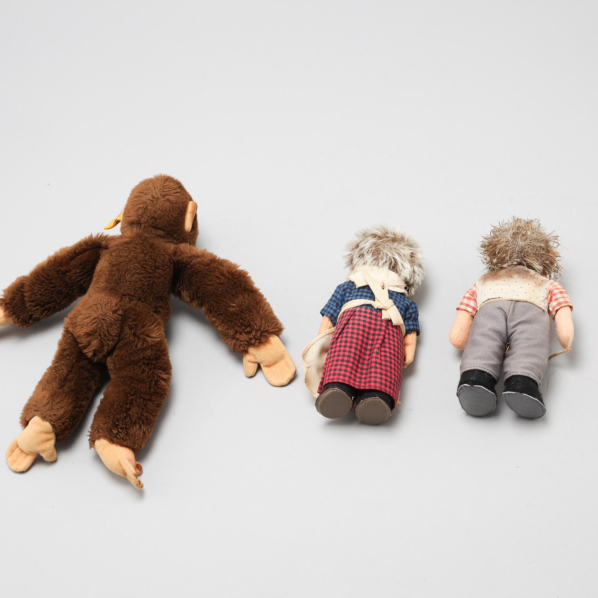 MJUKDJUR, 3 st, Steiff, omkring 1900-talets mitt.