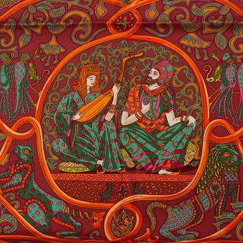 HERMÈS, a 'La Charmante aux Animaux' silk scarf.
