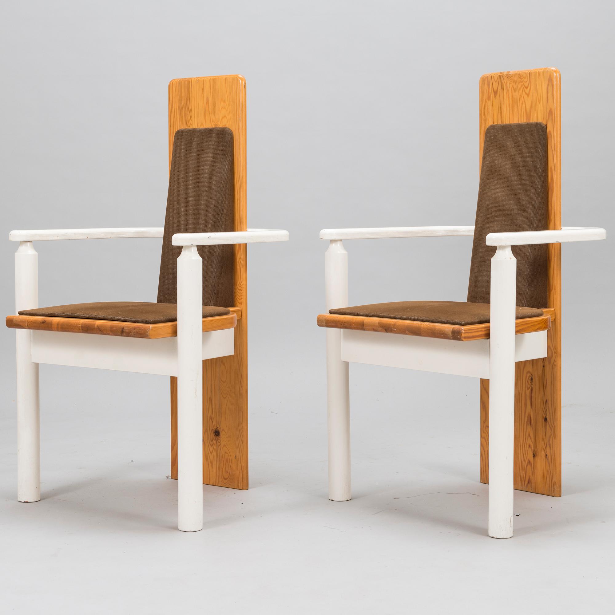 EERO AARNIO, PÖYTÄ JA TUOLEJA, 9 kpl, "Viking", Pan Puu, 1980-luvun alku.